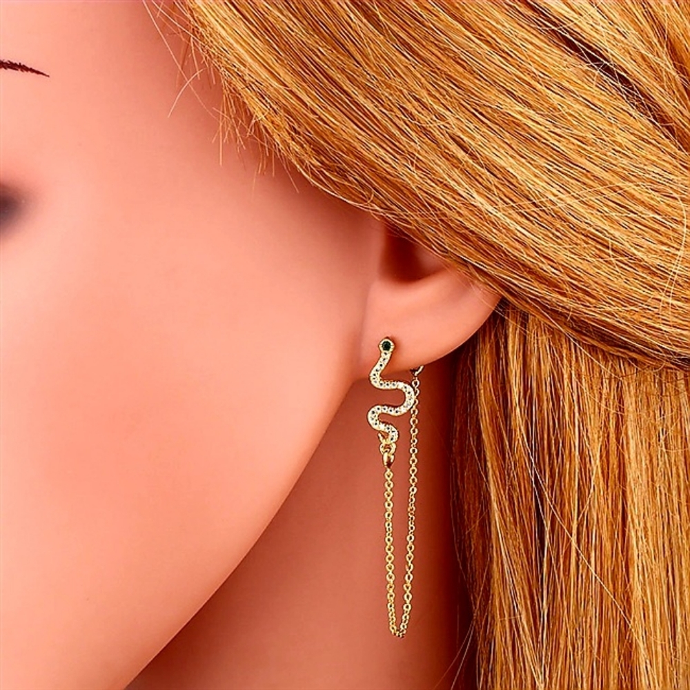 Dangling Snake Design Studback Earrings